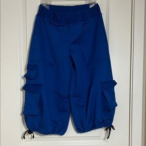 Nike Culotte Wide Leg Long Shorts Royal Blue Elastic Waist Cargo XS